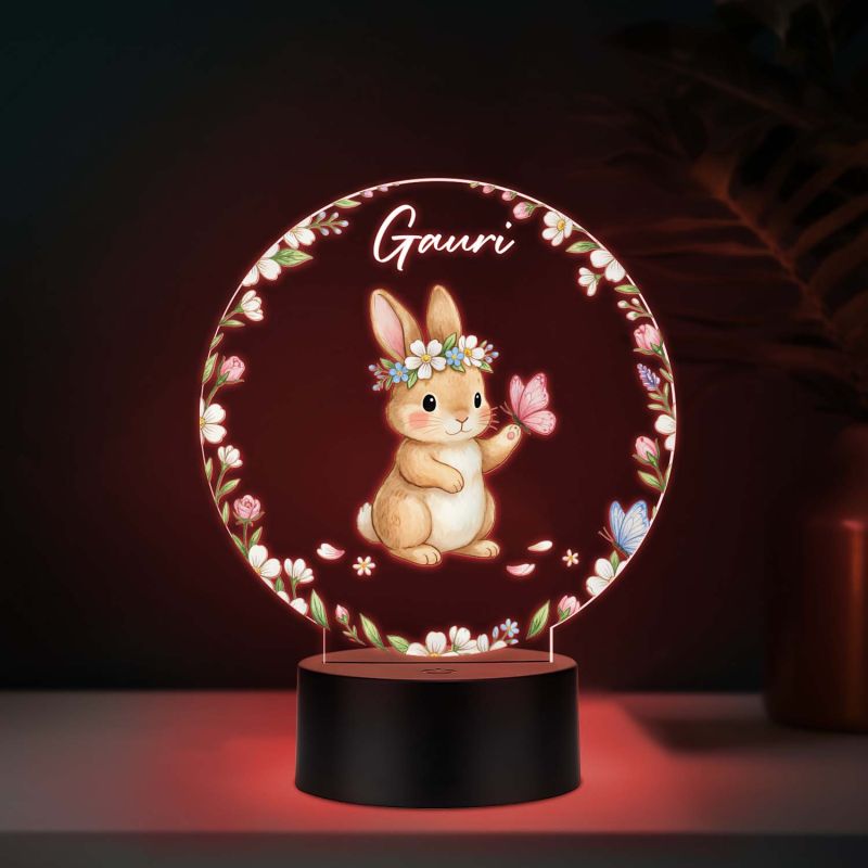 Personalized Bunny UV Print Multicolor 3D LED Night Light – Custom Name